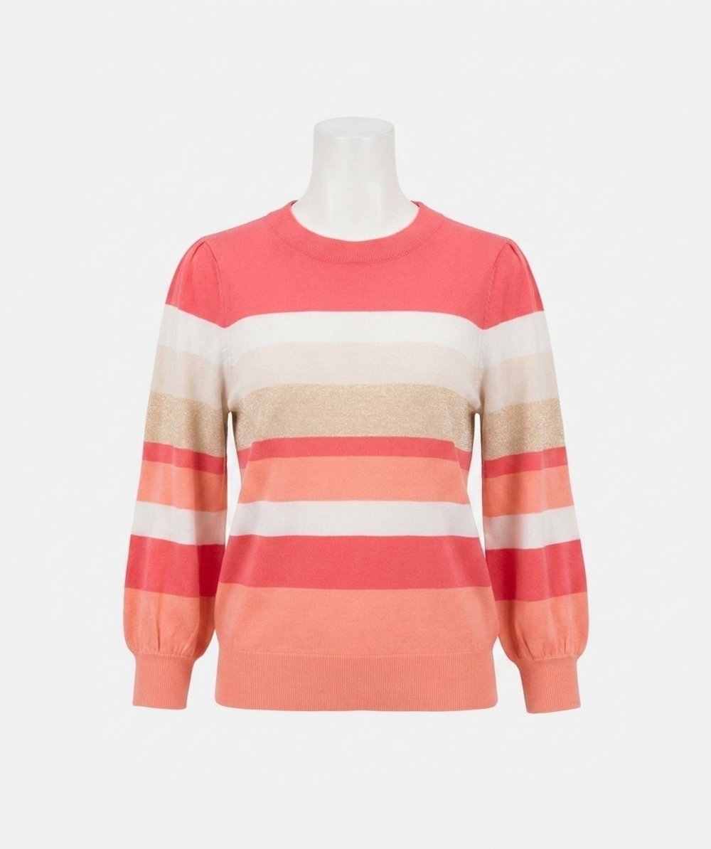 NEW ESQUALO sidsel stripes sweater in coral, gold, white. tan